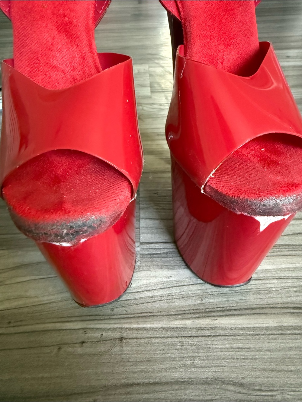 Pleaser Red Platform Stiletto Sandals - Picture 3 of 6
